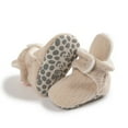 thumbnail image 4 of Otqutp Children Round Toe Sneakers Toddler Baby Shoes Socks Solid Color Patchwork Knitted Plush Baby Socks Fall Winter 0 To 12 Months(Beige,3-6Months), 4 of 4