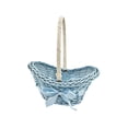 thumbnail image 2 of Mini Woven Flower Basket with Handle, Blue Plastic Boat-Shaped Planter for Artificial Flowers, Desktop Organizer & Party Decor, 7x6.7 Inch, 2 of 6