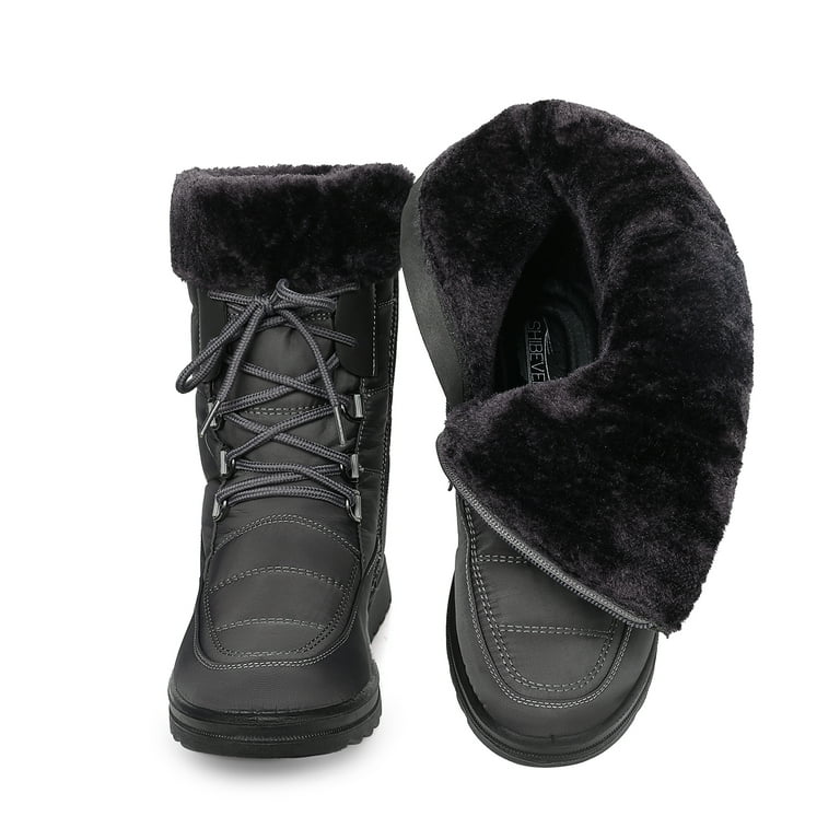 FAMITION Womens Winter Snow Boots Waterproof Mid Calf High Booties