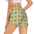 thumbnail image 3 of Vsdgher Daisies Flowers Print Women's Running Double Layer Shorts High Waisted with Pockets Elastic Yoga Workout Athletic Gym Sports, 3 of 8