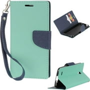 Alcatel LPFALCEST-DIAR-TLNA One Touch Conquest Diary Wallet Case with Teal & Navy Blue