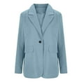 thumbnail image 4 of WULMLEO Women Blazer Oversized Long Sleeve Fall Blazers Business Petite Trendy Dressy Button Jackets Lapel Collar Fashion Clearance Lightweight Light Weight Mujer Cardigans Light Blue M, 4 of 7