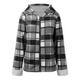 thumbnail image 6 of Fall Jackets Women Lined Plaid Shacket Fashion Long Sleeve Zipper Flannel Hooded Winter Outfits Clothes, 6 of 6