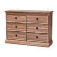 thumbnail image 1 of Baxton Studio Commode Contemporaine en Bois à 6 Tiroirs en Chêne Brun, 1 of 8