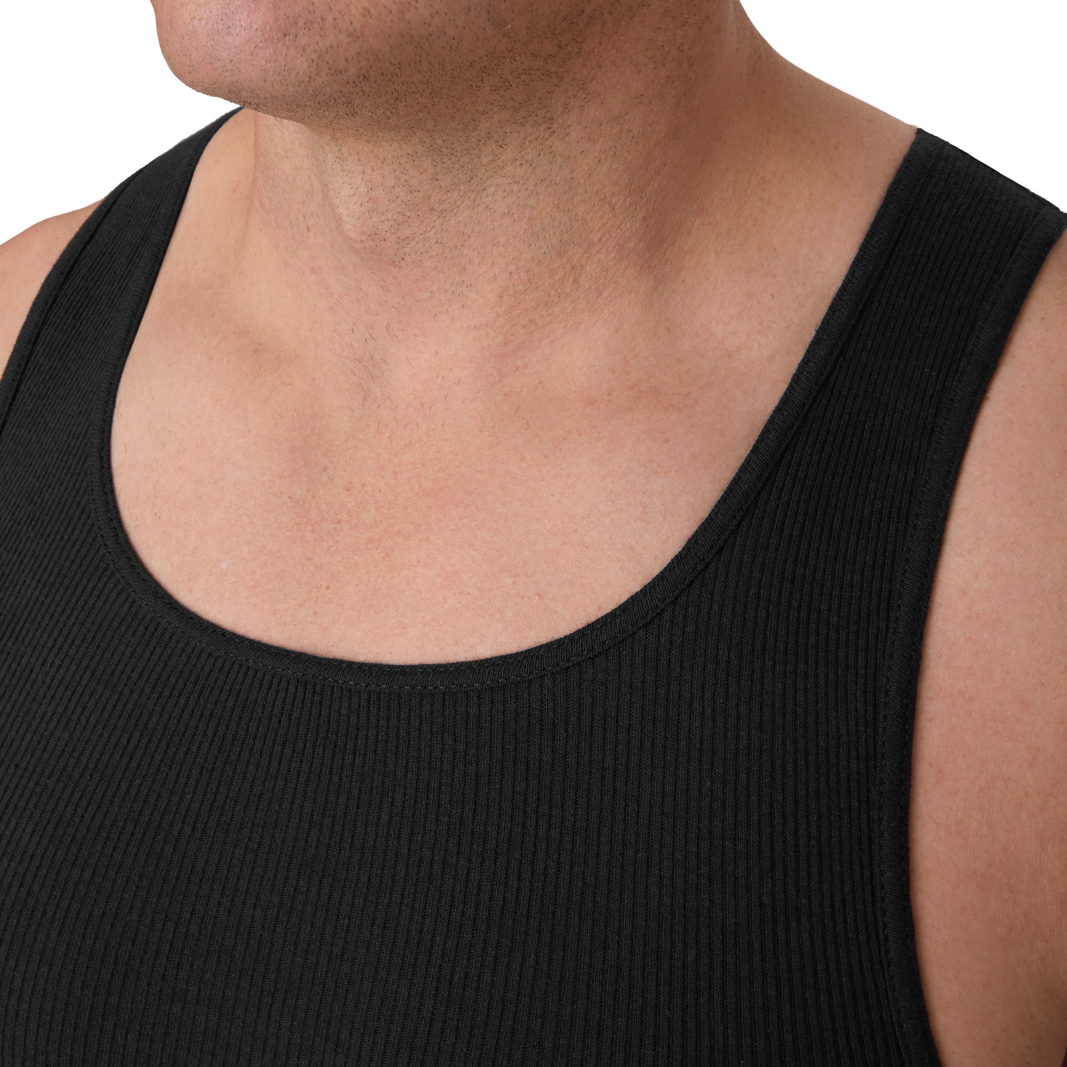Hanes Tall Man Tank Top Undershirt, 3-Pack, Longer Length, Cotton, Black (Big & Tall Sizes)