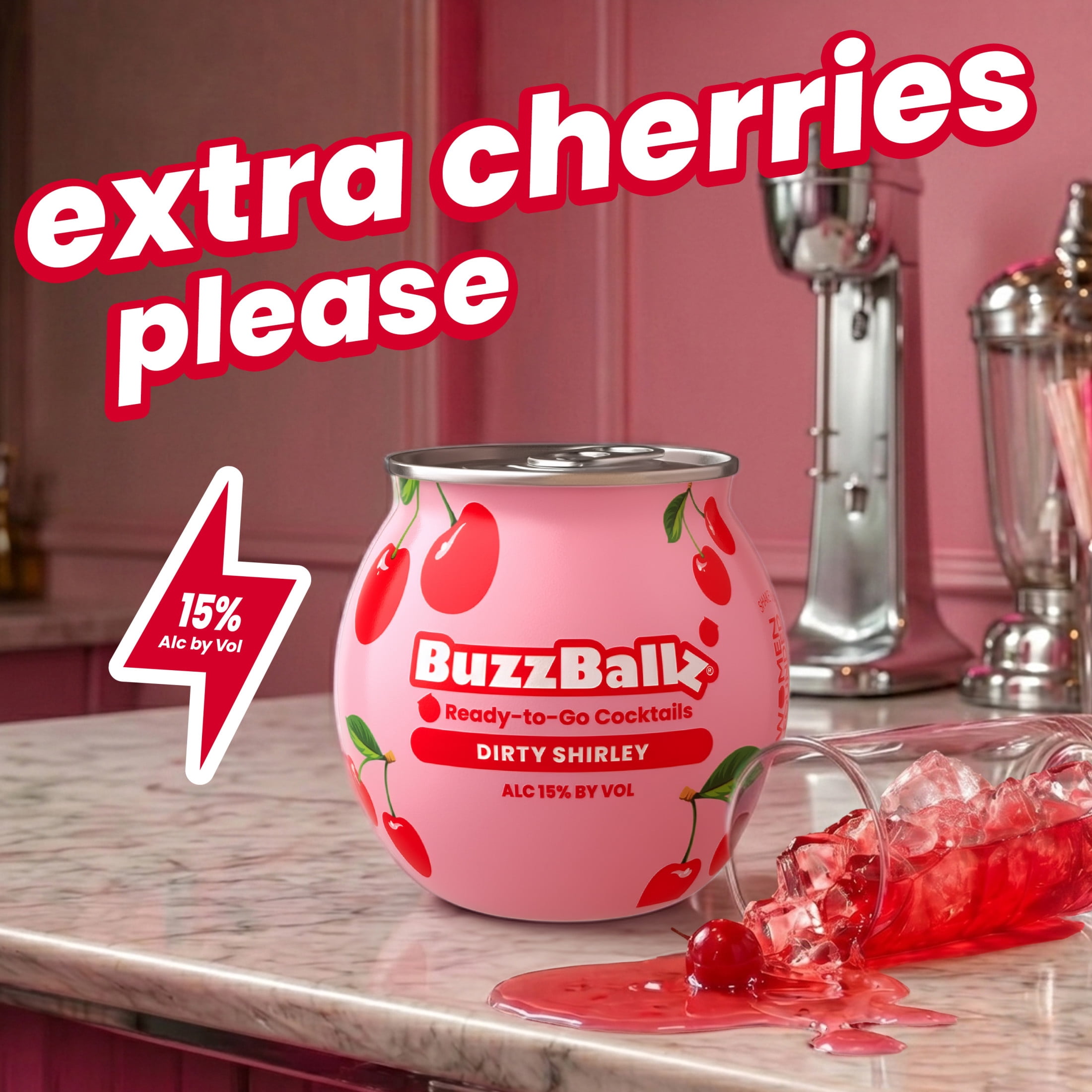 BuzzBallz Dirty Shirley Cocktails, 200ml, 30 Proof (15% ABV)