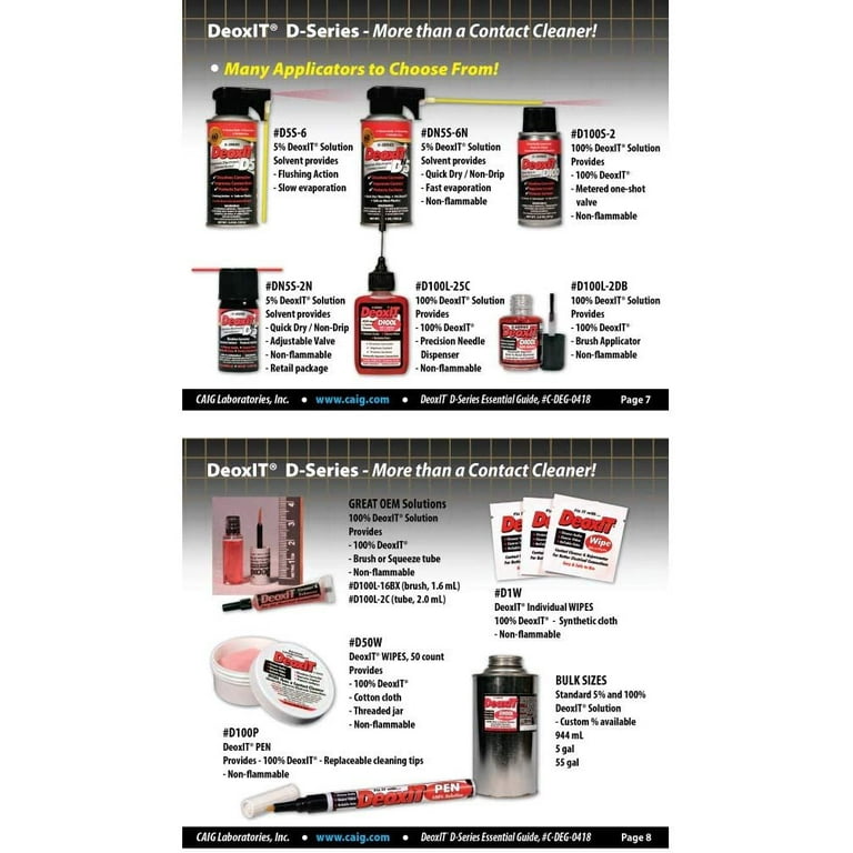 CAIG DEOXIT D5S-6-LMH Spray Nettoyant Contact Désoxydant 182ml