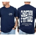 thumbnail image 4 of Unisex Christian Graphic T-Shirt, “Christian and Tattooed” Double-Sided Design, Vintage I Love Jesus Tee, Cotton Crew Neck, Sizes S–5XL, 4 of 7