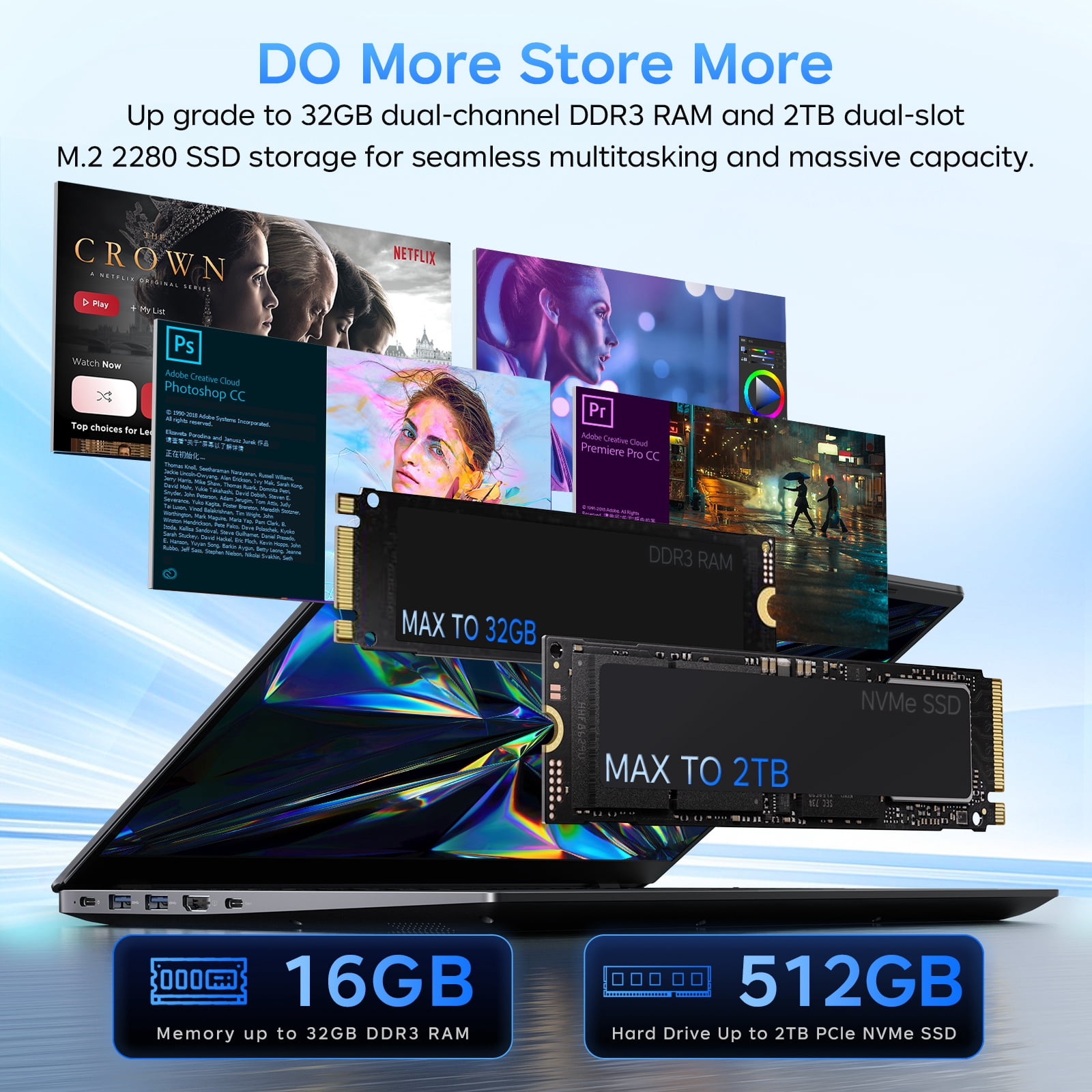 RNRUO 15.6" Laptop, Intel 6500Y up to 3.4GHz 16GB RAM 512GB SSD, Office 2024, 1920*1080 IPS FHD Display Type-C PD Windows 11 for Student, Home Office, Business