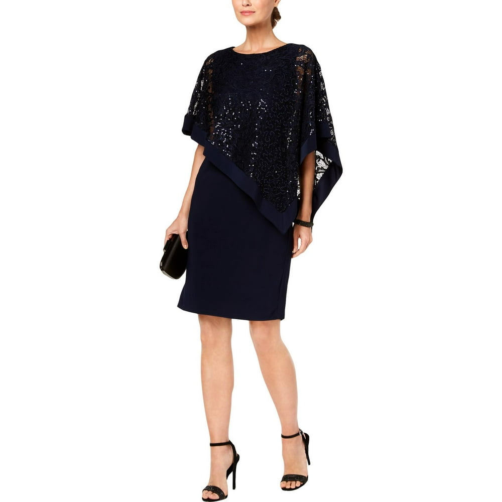 R&M Richards - R&M Richards Womens Sequined Lace Party Dress Navy 10 ...