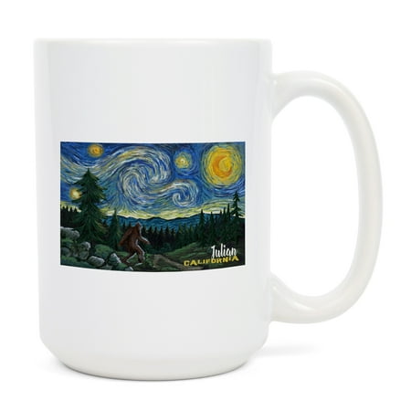 

15 fl oz Ceramic Mug Julian California Van Gogh Starry Night Bigfoot Dishwasher & Microwave Safe