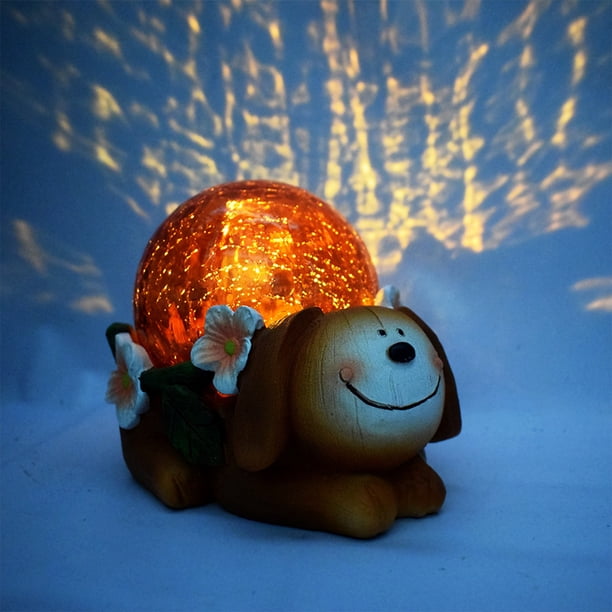 Solar-powered Luminous Animals Lamp Crystal Ball Animals Figurine Resin Garden Garden Decoration Lamp
