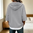 thumbnail image 7 of TZZQ 3/4 Sleeve Hoodie Sweatshirts for Women Drawstring Hood Oversized Pullover Sweatshirt Comfort Plain Long Sleeve Pullover Tops Plus Size Cute Basic Lightweight Hoodie Sweatshirts Grey S, 7 of 7