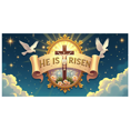 thumbnail image 1 of Easter Celebration He is Risen Cross Banner Background Backdrop Spring Blossoms Dove Eggs Church Decorations Religious Gatherings Spiritual Events, 1 of 4