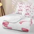 thumbnail image 4 of Erosebridal Bowknot Love Heart Quilt King for Girl, Pink Watercolor King Coverlet Set, 3pcs, 4 of 7