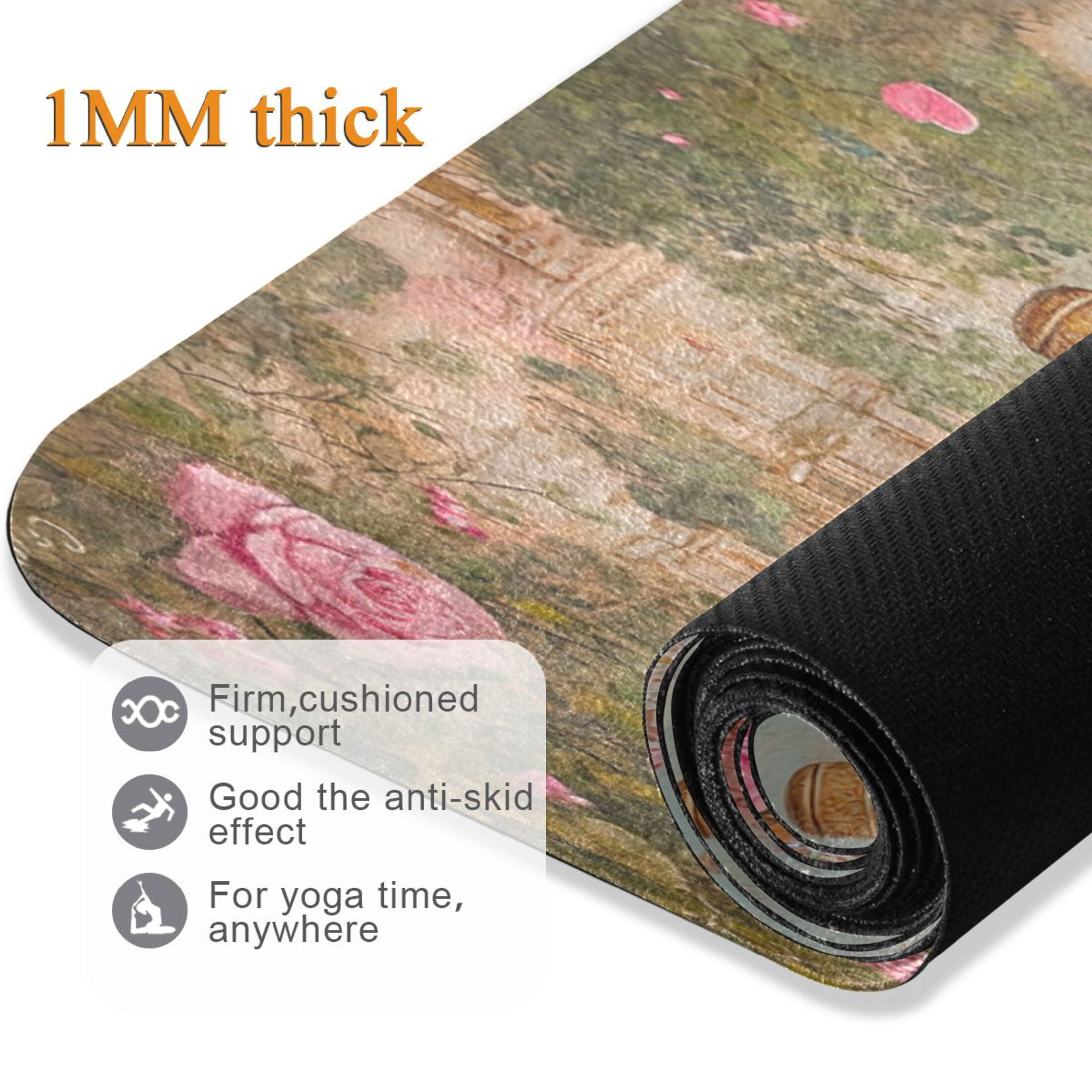 BZSMCE Yoga Mat Women Hot Air Balloons with Roses Fitness Mat