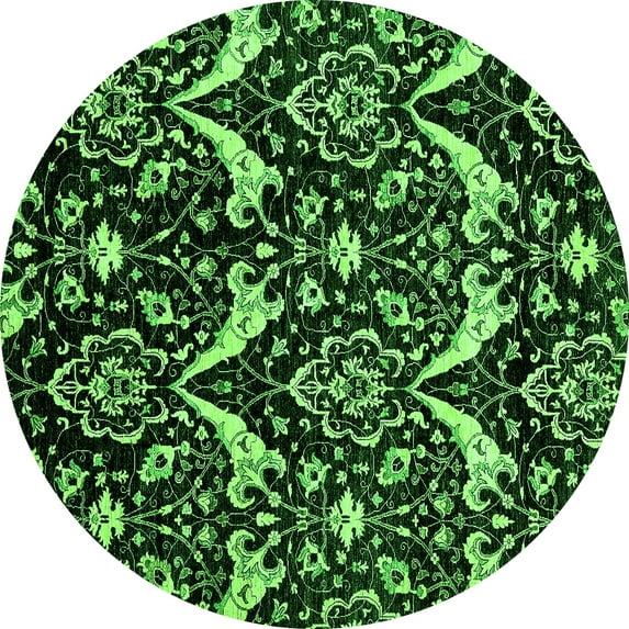 Ahgly Company Indoor Round Abstract Green Modern Area Rugs, 4' Round