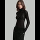 thumbnail image 4 of Top de Larga Ajustado de de Color Liso con Cuello Alto para Mujer, Camisa Transparente. Negro S, 4 of 7