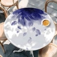 thumbnail image 2 of Modern Blue Round Tablecloth, Fitted Table Cover with Elastic for 55"-60" Round Tables, Gradient Floral Abstract Bohemian White Table Cloth Outdoor Indoor Dinning Party Waterproof Tablecloths, 2 of 7
