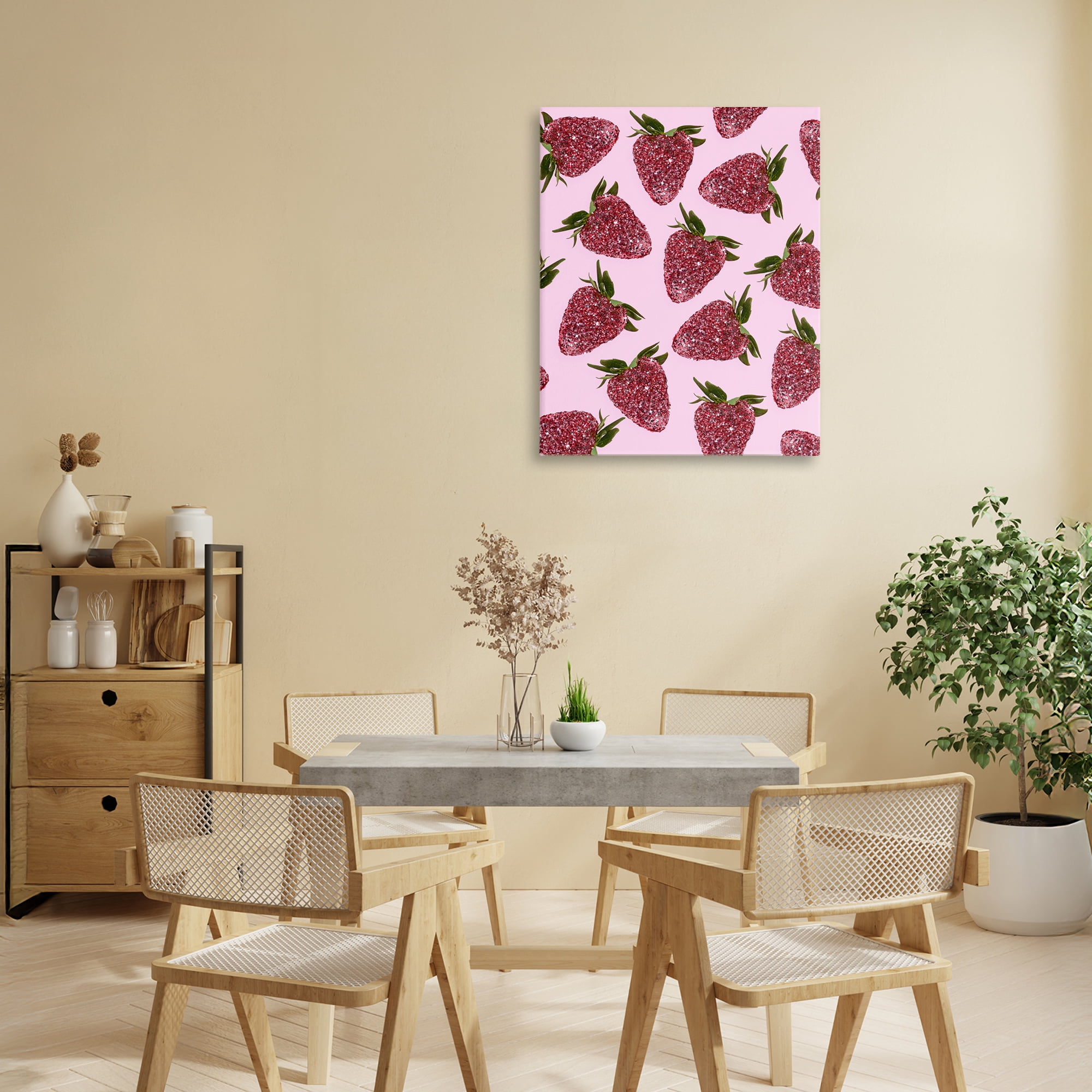 Stupell Industries Glimmer Strawberry Pattern Canvas Wall Art, design by LISH Creative