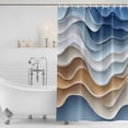 thumbnail image 4 of Blue Brown Waterproof Fabric Shower Curtain,Aesthetics Moire Ombre Abstract Geometric Waterproof Fabric Shower Curtain for Bathroom Curtains Bathtubs Hotel Shower Curtains with 12 Hooks Small 36x78in, 4 of 8
