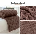 thumbnail image 6 of AuroraX Bed Blanket Twin/Twin-Xl Size Checkerboard Soft Solid Cute Fuzzy Fleece Throw Blankets Warm Lightweight Cozy Breathable Tufted Blankets for Bedroom Dorm Couch All-Season,Coffee, 6 of 6