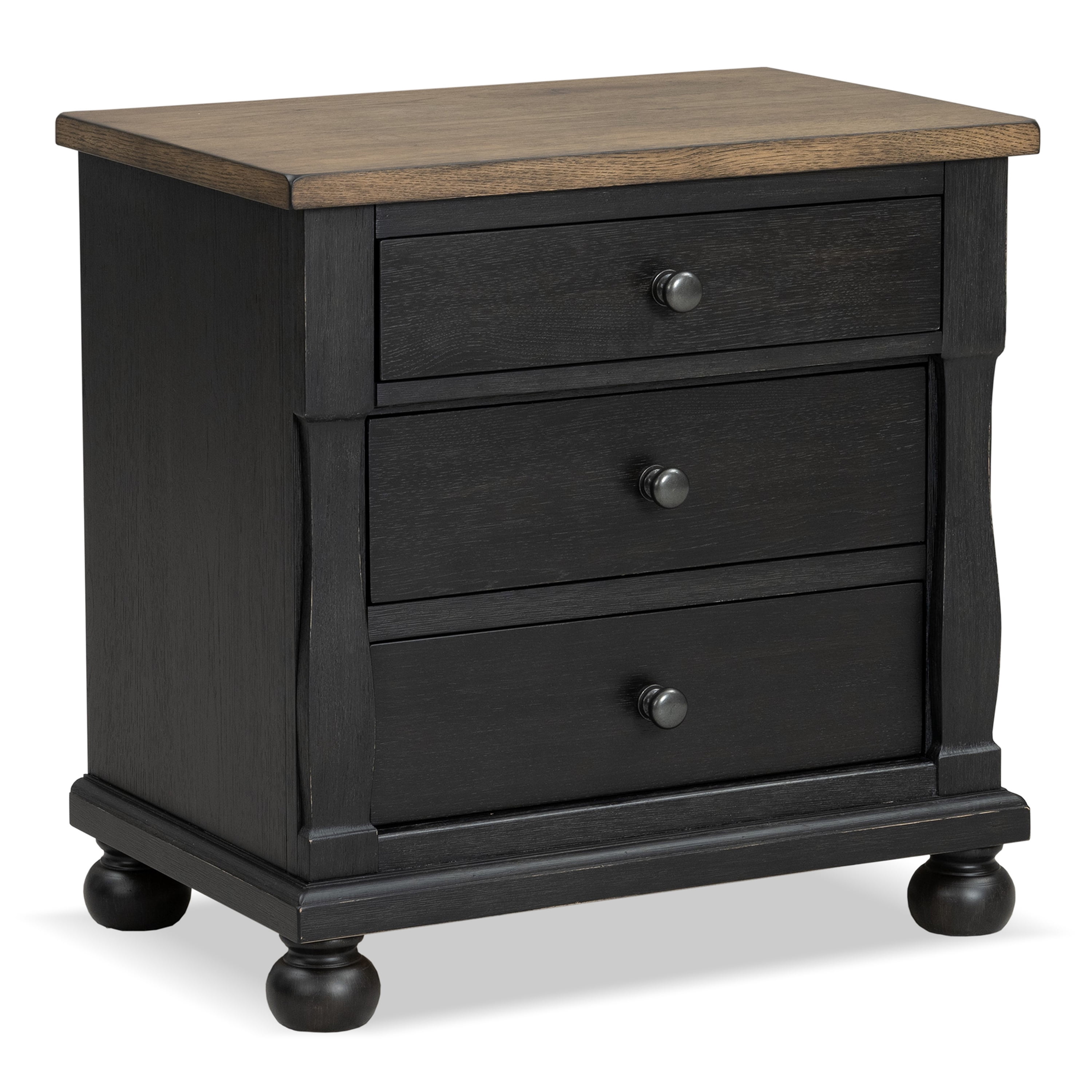 Furniture of America Millers Farmhouse 3-Drawer Adult Nightstand, Black