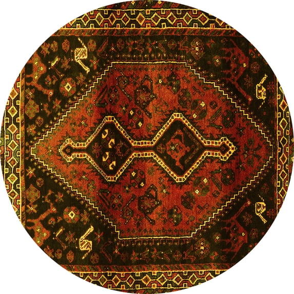 Ahgly Company Indoor Round Persian Yellow Traditional Area Rugs, 4' Round