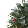 thumbnail image 3 of Northlight 4' Pre-Lit Frosted Mixed Berry Pine Artificial Christmas Tree in Pot - Clear Lights, 3 of 6