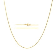 KISPER 24k Gold Over Stainless Steel 1.2mm Thin Box Chain Necklace, 22 inch