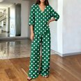 thumbnail image 4 of HAiming Plus Size 2 Piece Sets for Women Polka Dot Long Sleeve Tops Wide Leg Pants with Pockets Loose Lounge Sets, 4 of 6