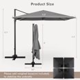 thumbnail image 3 of Costway Parasol Suspendu Déporté Carré de 9,5 Pi pour Patio, 2 Niveaux, Rotation 360°, Extérieur, Gris, 3 of 10