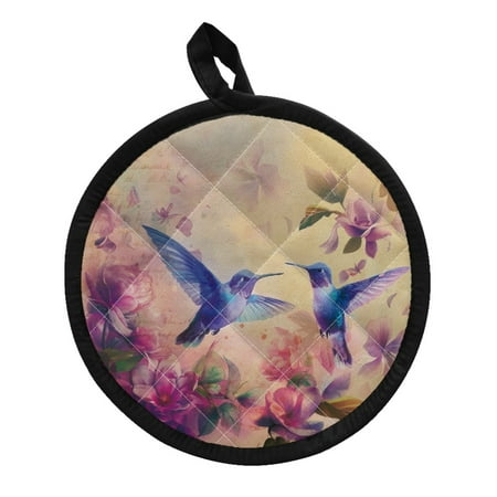 

ZUXONGSY Hummingbird Pot Mat Floral Kitchen Cooking Baking Grillng Supplies Personalized Pot Holders with Hanging Loop Versatile Pot Holders for Holidays Communal Meals
