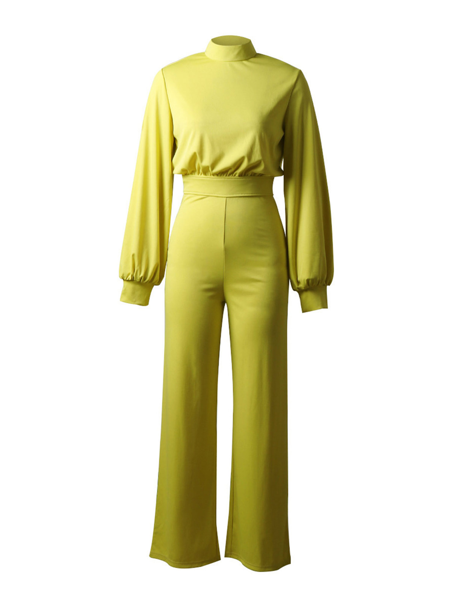 High Collar Long Sleeve Backless Romper 