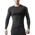 thumbnail image 1 of MAWCLOS Mens Compression T Shirts Quick Dry Sport Shirt Crew Neck Baselayer Tops Comfy Running Long Sleeve Workout T-shirt Black M, 1 of 4
