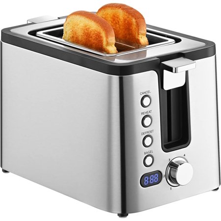 Retro Rounded Bread Toaster, 2 Slice Stainless Steel Toaster with ...