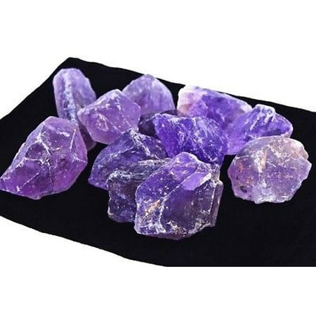 Amethyst Crystal Stone - Zentron Crystal Collection: 1 Pound Rough Natural Amethyst Quartz Stones with Velvet Bag