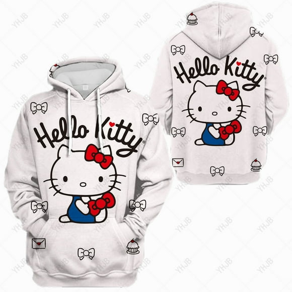 2023 Fall Hello Kitty Hoodie Printed Casual Sweatshirt Women‘s Sweatshirt Loose Casual Street Fashion Sweatshirt HOEMLIN