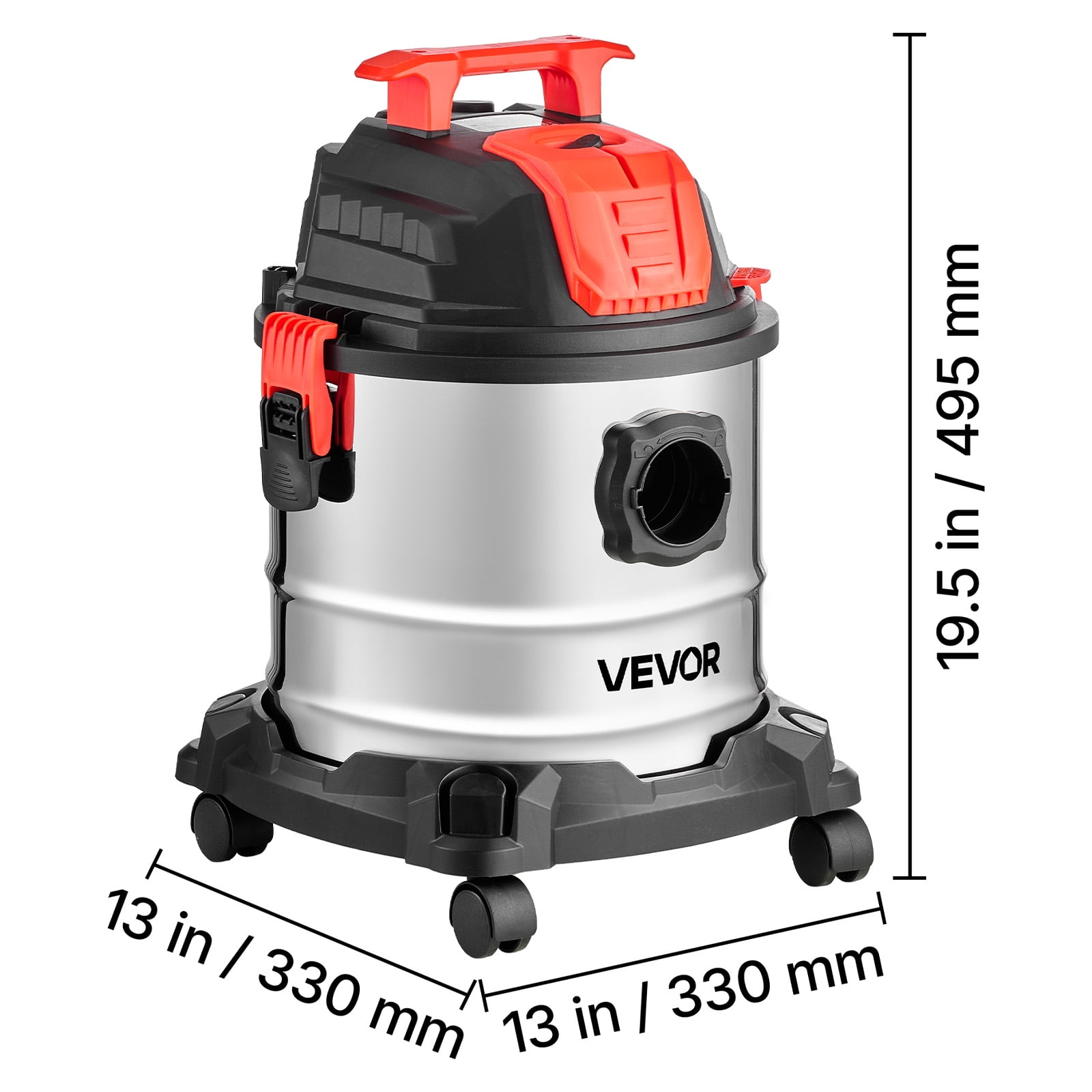 VEVOR Shop Vac, 5.8 Gallon Wet Dry Shop Vacuum, 4 Peak HP with One-Button Self-Cleaning, Dual-Filter, 900W Input Power, 1.25in x 7ft Hose, 9.8ft Cord, Metal Tank for Jobsite, Workshop, Garage, Home