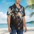 thumbnail image 5 of Daiia Vintage Blue Floral Wolf Hawaiian Shirt for Men Gentle Cotton Regular Short Sleeve Casual-X-Large, 5 of 9