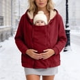 thumbnail image 2 of mgoYE Women's Zip Up 3 in 1 Maternity Ba’by Wearing Hoodie Sweatshirt Jacket(Red,4XL), 2 of 9