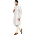 thumbnail image 3 of SKAVIJ Kurta Pajama Set for Men Jacquard Silk Embroidered Party Wear Dress Off-White XL, 3 of 6