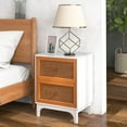 thumbnail image 4 of Costway 1 PCS Rattan Nightstand with Storage Wood End Sofa Side Table with 2 drawers Wood Legs, 4 of 9