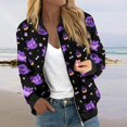thumbnail image 2 of Chaqueta bomber con estampado de dibujos animados para mujer, ligera, con cremallera, informal, abrigo de moda, 2 of 5