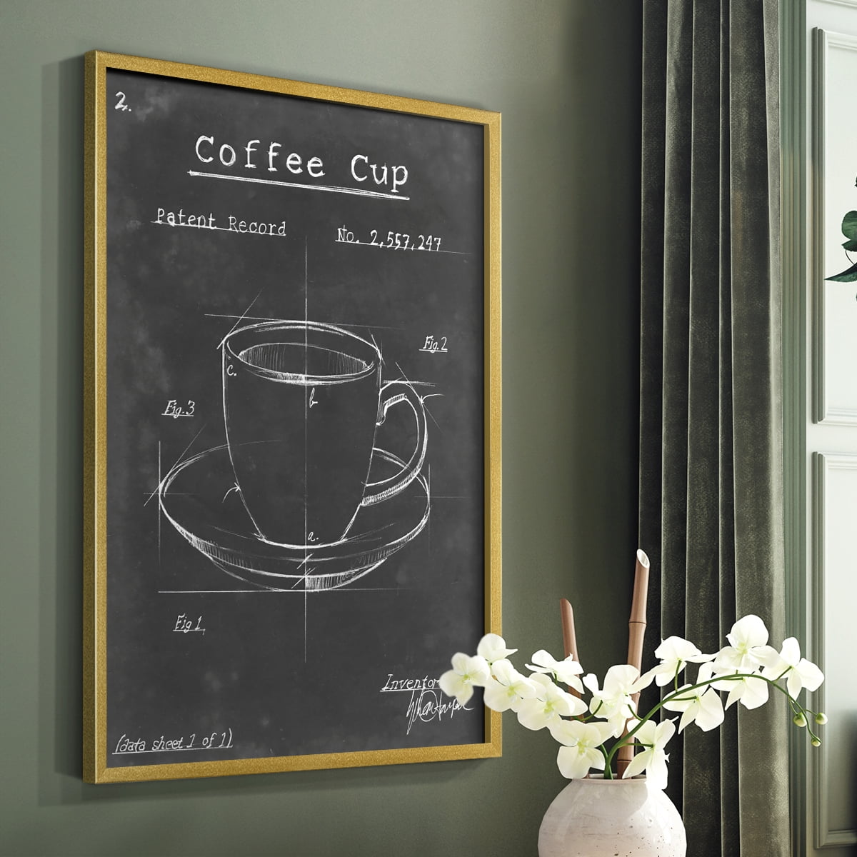 Morning Routine II Framed Print in Gold Solid Wood Framed Print No Nail Hanging