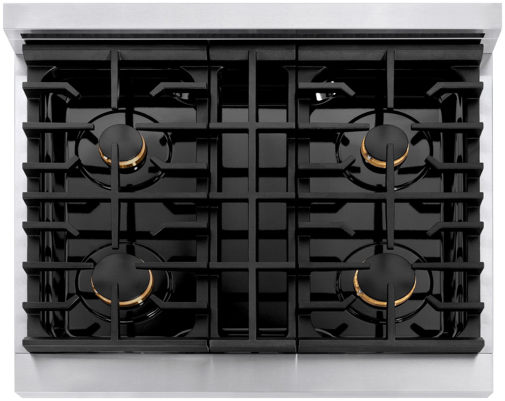 ZLINE Autograph Edition 30 in. 4.2 cu. ft. 4 Burner Gas Range with Convection Gas Oven in Stainless Steel and Polished Gold Accents (SGRZ-30-G)