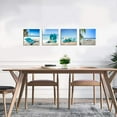thumbnail image 5 of Beach Theme Decor Bedroom Wall Decor Summer Beach Palms Sandy Beach with Shells Ocean Decor - 4 Panels Framed Artwork Blue Sea Canvas Prints for Living Room Bathroom Home Decor 12x12 inches 4pcs/set, 5 of 6