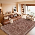 thumbnail image 3 of Toyoso 5'x7' Distressed Persian Area Rug - Rustic Brick Red & Terracotta Silicone Rug, Antique Southwestern Washable Floor Decor, Non-Slip Low-Pile Indoor Mat for Living Room & Study Office, 3 of 9