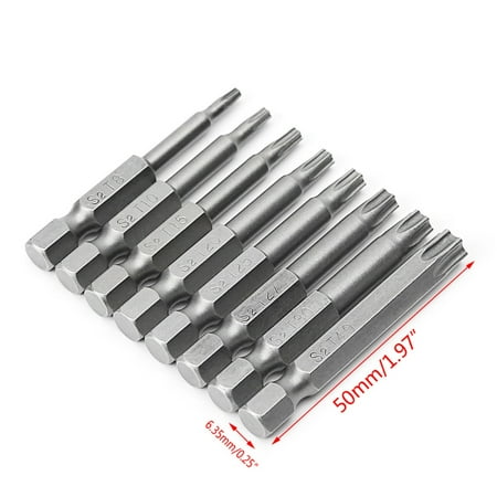 

ESTONE 8 Pcs/Set 1/4 Inch 50mm T8-T40 Magnetic Torx Electric Screwdriver Bits Kit