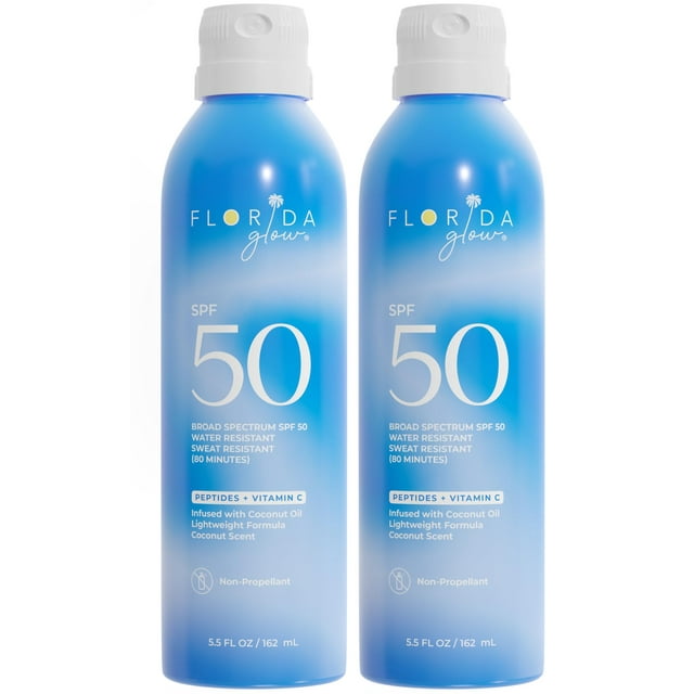 Spray de protección solar Florida Glow SPF 50 160 ml, paquete de 2